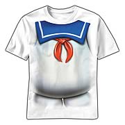 Ghostbusters Stay Puft Blue Collar White T-Shirt
